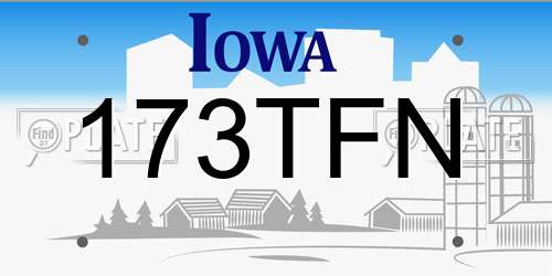 173TFN Iowa License Plate