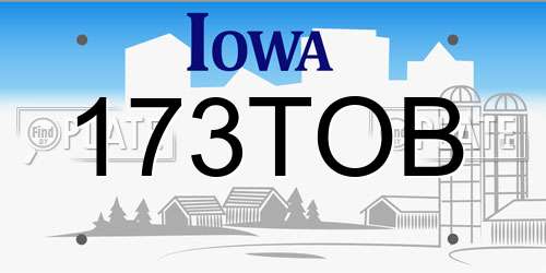 173TOB Iowa License Plate