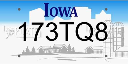173TQ8 Iowa License Plate