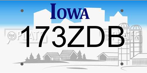 173ZDB Iowa License Plate
