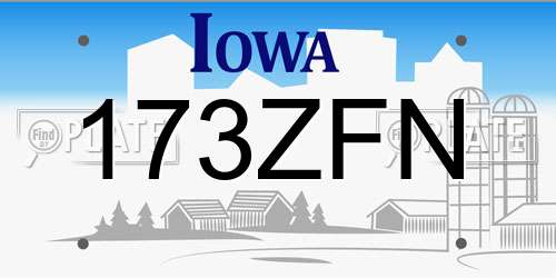 173ZFN Iowa License Plate