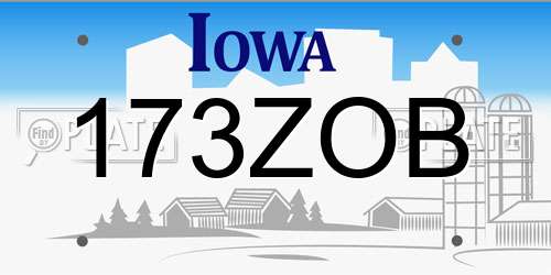 173ZOB Iowa License Plate