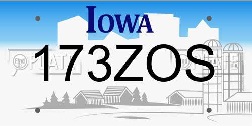 173ZOS Iowa License Plate