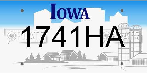 1741HA Iowa License Plate