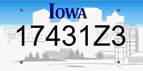 17431Z3 Iowa License Plate