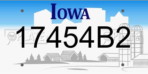 17454B2 Iowa License Plate