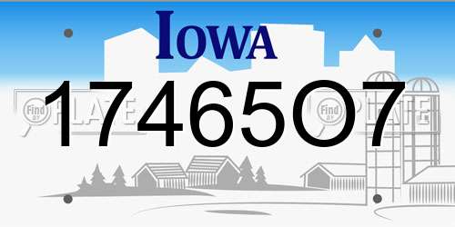 17465O7 Iowa License Plate