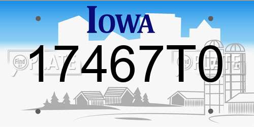 17467T0 Iowa License Plate