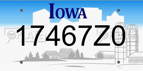 17467Z0 Iowa License Plate