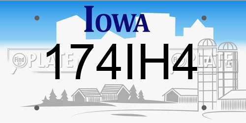 174IH4 Iowa License Plate