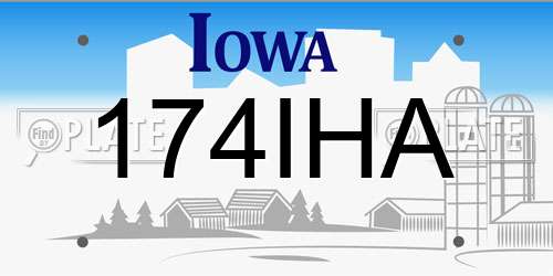 174IHA Iowa License Plate