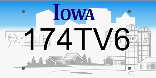 174TV6 Iowa License Plate
