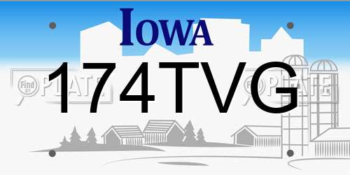 174TVG Iowa License Plate