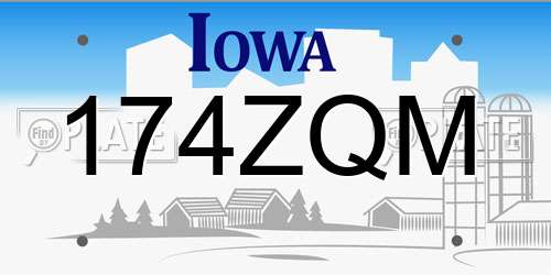 174ZQM Iowa License Plate