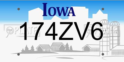 174ZV6 Iowa License Plate