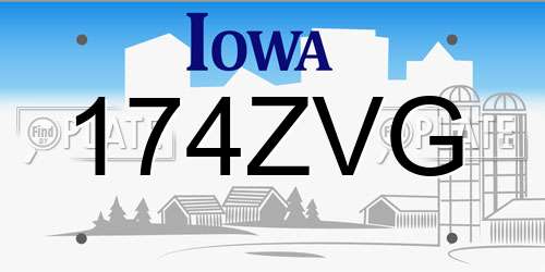 174ZVG Iowa License Plate