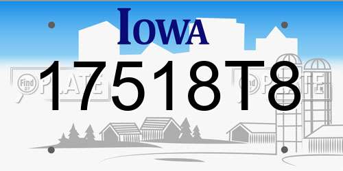17518T8 Iowa License Plate