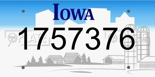1757376 Iowa License Plate