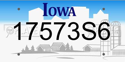 17573S6 Iowa License Plate