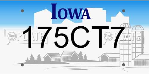 175CT7 Iowa License Plate