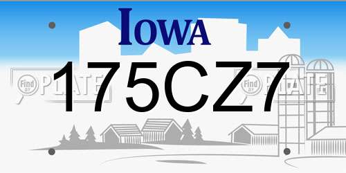 175CZ7 Iowa License Plate