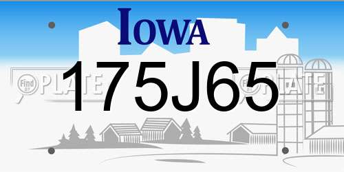 175J65 Iowa License Plate
