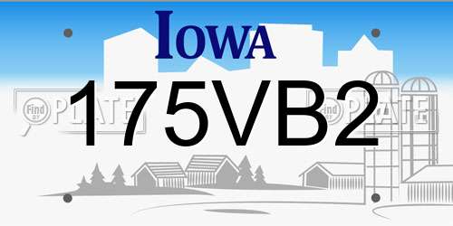 175VB2 Iowa License Plate