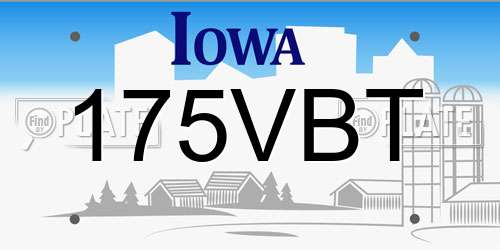 175VBT Iowa License Plate