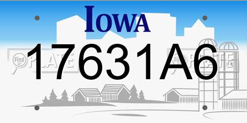 17631A6 Iowa License Plate