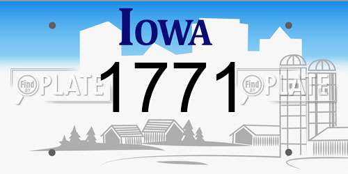1771 Iowa License Plate