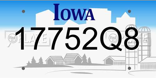 17752Q8 Iowa License Plate