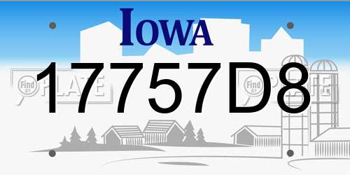 17757D8 Iowa License Plate