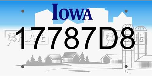 17787D8 Iowa License Plate