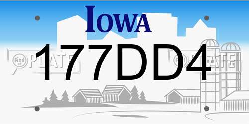 177DD4 Iowa License Plate