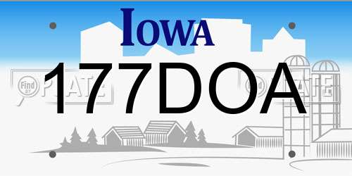 177DOA Iowa License Plate