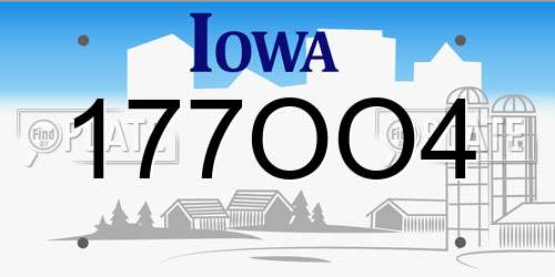 177OO4 Iowa License Plate