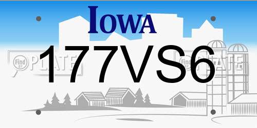 177VS6 Iowa License Plate