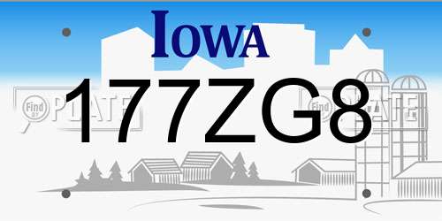 177ZG8 Iowa License Plate