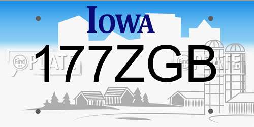 177ZGB Iowa License Plate