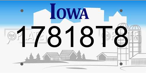 17818T8 Iowa License Plate