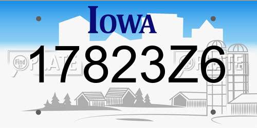 17823Z6 Iowa License Plate