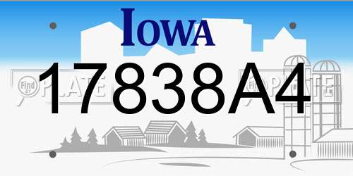 17838A4 Iowa License Plate