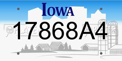 17868A4 Iowa License Plate