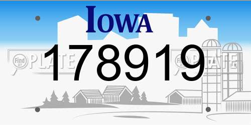 178919 Iowa License Plate