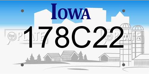178C22 Iowa License Plate