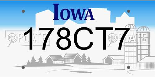 178CT7 Iowa License Plate