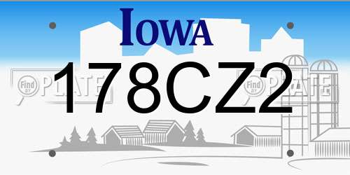 178CZ2 Iowa License Plate