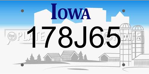 178J65 Iowa License Plate