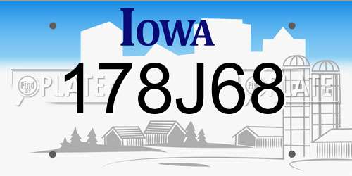178J68 Iowa License Plate