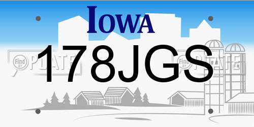 178JGS Iowa License Plate